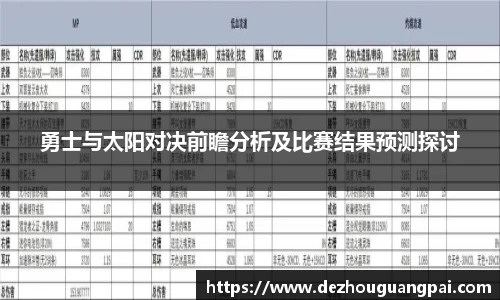 勇士与太阳对决前瞻分析及比赛结果预测探讨